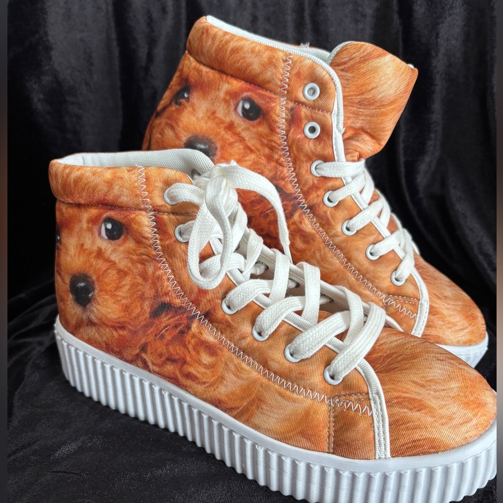 Custom Golden Doodle Dog Hightop Sneakers Unisex‎ Sz 38/Womens 7.5/Mens 5.5 NWOT